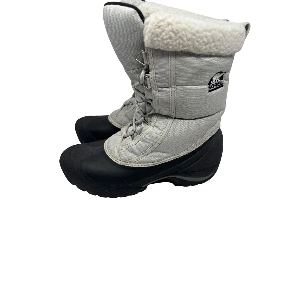 🔥Sorel🖤🩶🖤 Winter Snow waterproof Boots Grey Black Thinsulate ⭐️Likenew 7‎